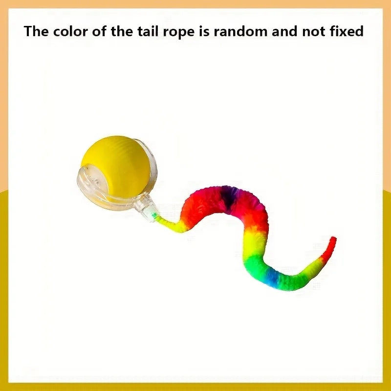 Automatic Rolling Cat Ball Toy with LED Lights Colorful Tail USB Rechargeable Fits All Cat Sizes Indoor Interactive Cat Toy