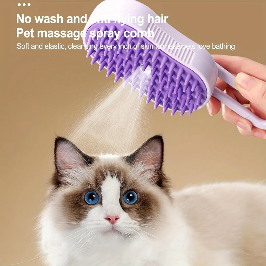 USB Rechargeable 3-in-1 Foldable Grooming Tool for Cats & Dogs Pet Brush Silicone Bristles for Long Short Fur Plastic Material