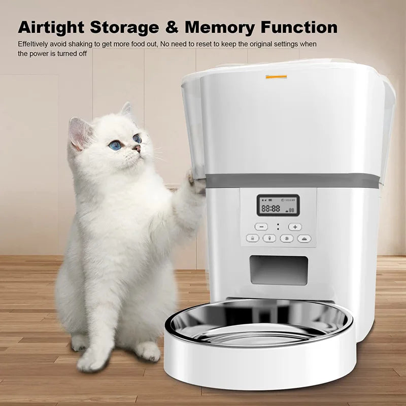 4L Large Capacity Smart Pet Feeder Button Control Cat Automatic Food Dispenser Timing Quantitative Voice Dog Feeder Accessories