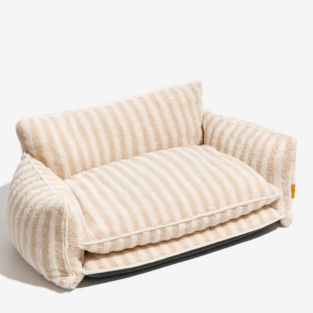 Custom Luxury Dog Sofa Bed Striped Lambswool Double Layer Dog Bed Cat Beds Cat Sofa Dog Products
