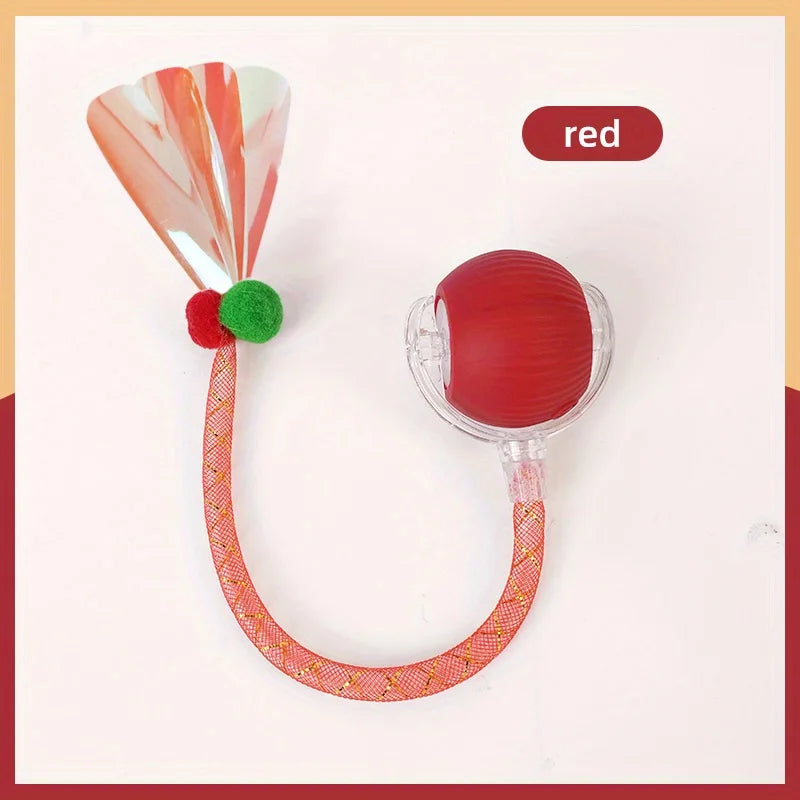 Interactive Cat Toy Ball with Replaceable Tail Automatic Moving Cat Toys Indoor Electric Interactive Rolling Ball for Dog Cat