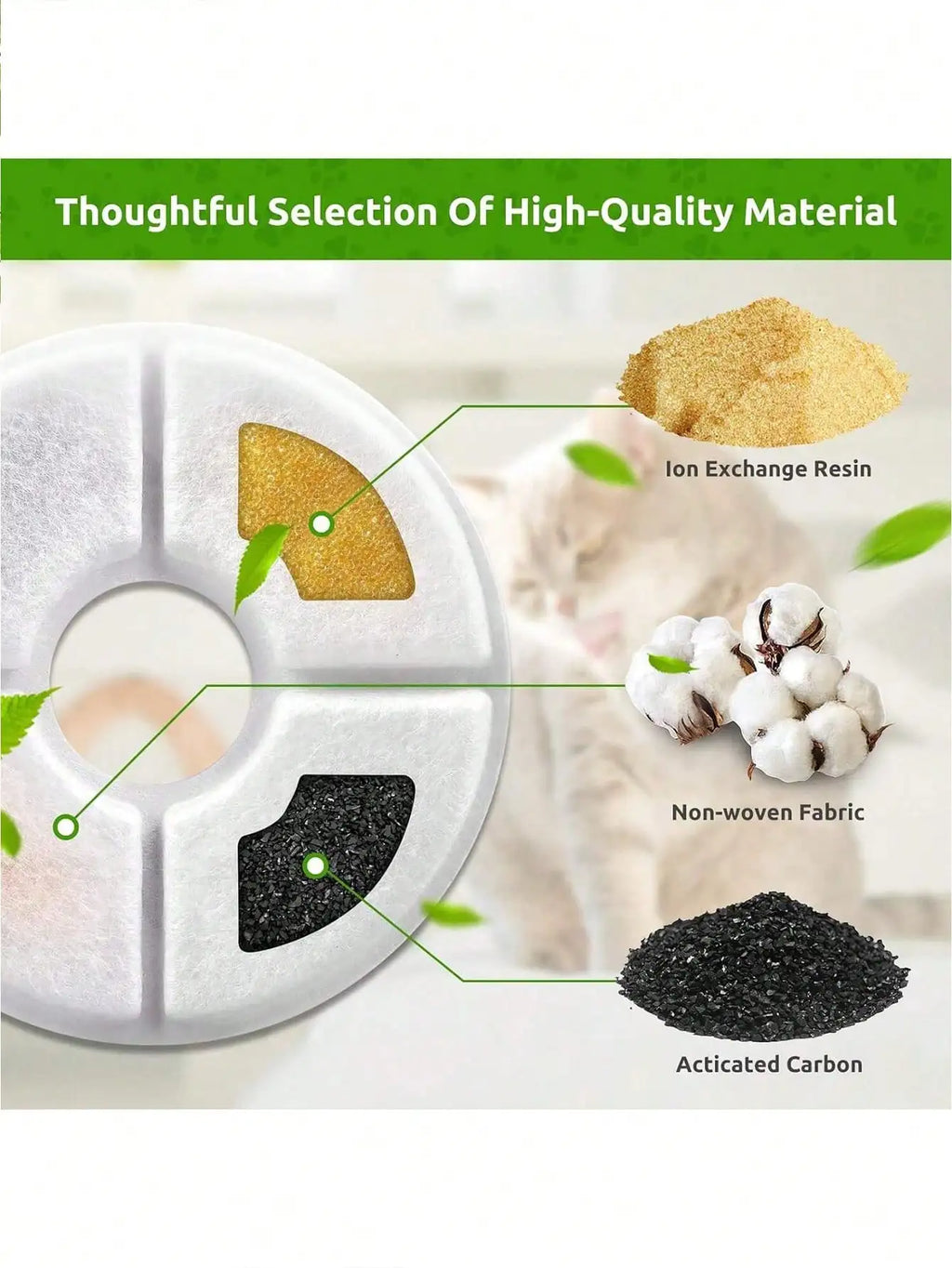 8PCS Automatic Cat Fountain Filter Replacement Compatible with 80oz/2.4L Cat Fountain Activated Carbon Filter