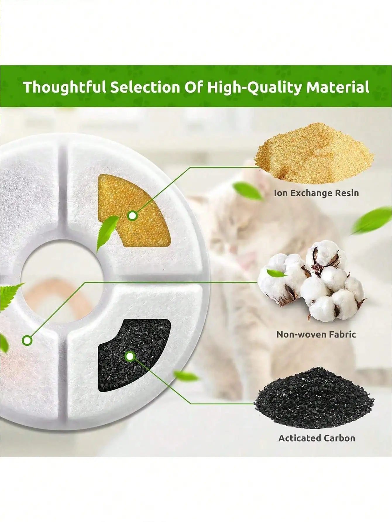 8PCS Automatic Cat Fountain Filter Replacement Compatible with 80oz/2.4L Cat Fountain Activated Carbon Filter