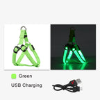 Adjustable LED Dog Harness No Pull Small Medium Glowing Nylon Breast Band Night Safety Pets Dog Accessories
