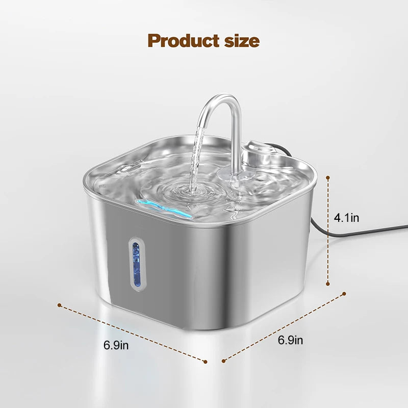 OEM Stainless Steel 2.2L Automatic Pet Water Dispenser Cat Water Fountain with Water Level Window New Cat Products ODM Custom