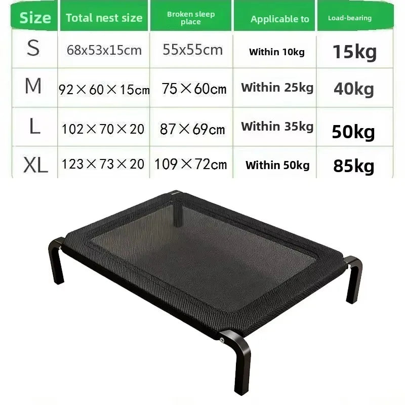 Large Breathable Mesh Dog Bed Off-The-Ground Moisture-Proof with Removable Washable Feature Universal Camp Pet Bed for Summer