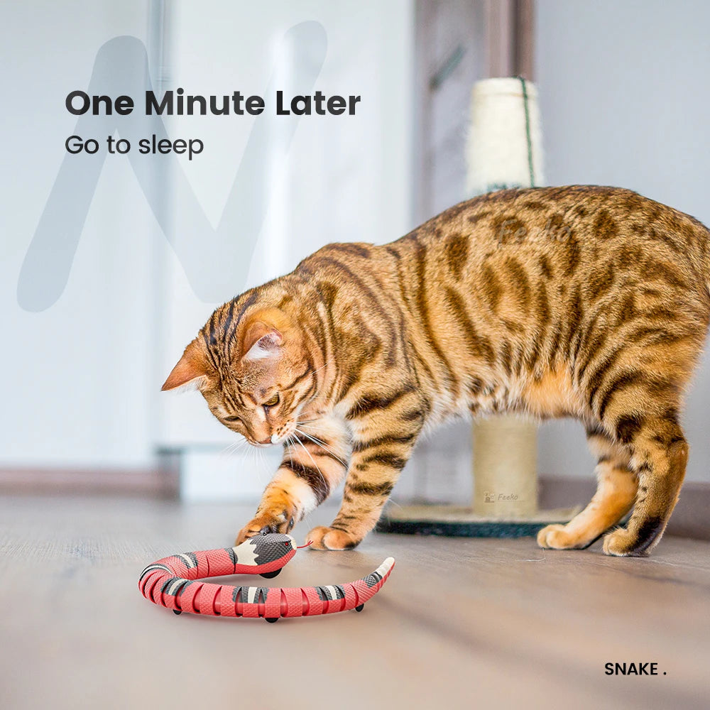 Smart Sensing Snake Cat Toys Interactive Electronic Pet Toys USB Charging Cats Accessories for Pet Game Play Toy Cat