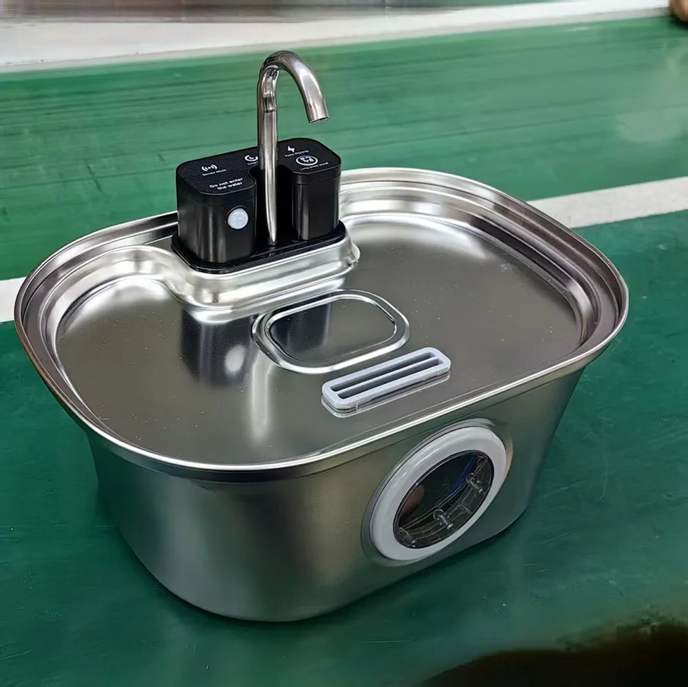 3.2L Wireless Automatic Cat Water Fountain Stainless Steel 4000mAh Battery USB Chargeable Motion Sensor Pet Water Fountain