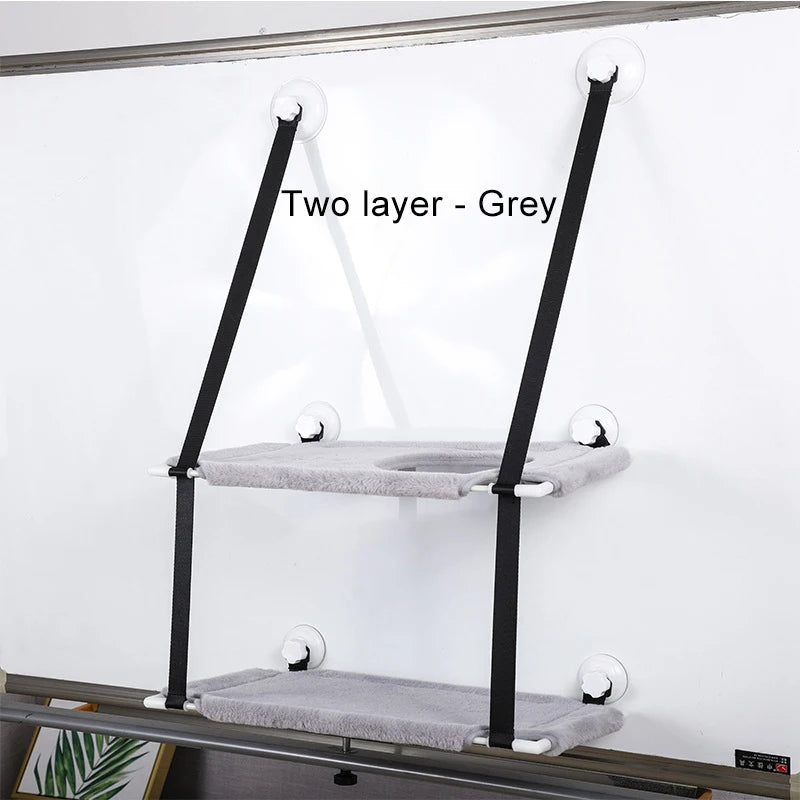 Double Layers Cat Hammock Window Indoor Cats Seat Shelves Kitten Limbing Frame Strong Suction Cups Bearing 25kg Cat Products