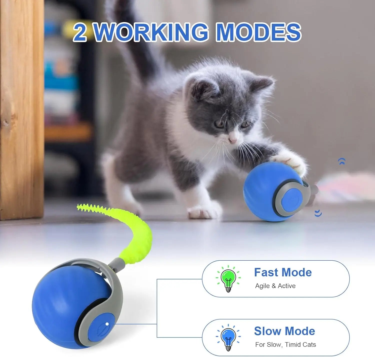Interactive Cat Toy for Home Electric Automatic Cat Toy Ball Rechargeable Pet Toy with Irregular Movement Cat Hunting