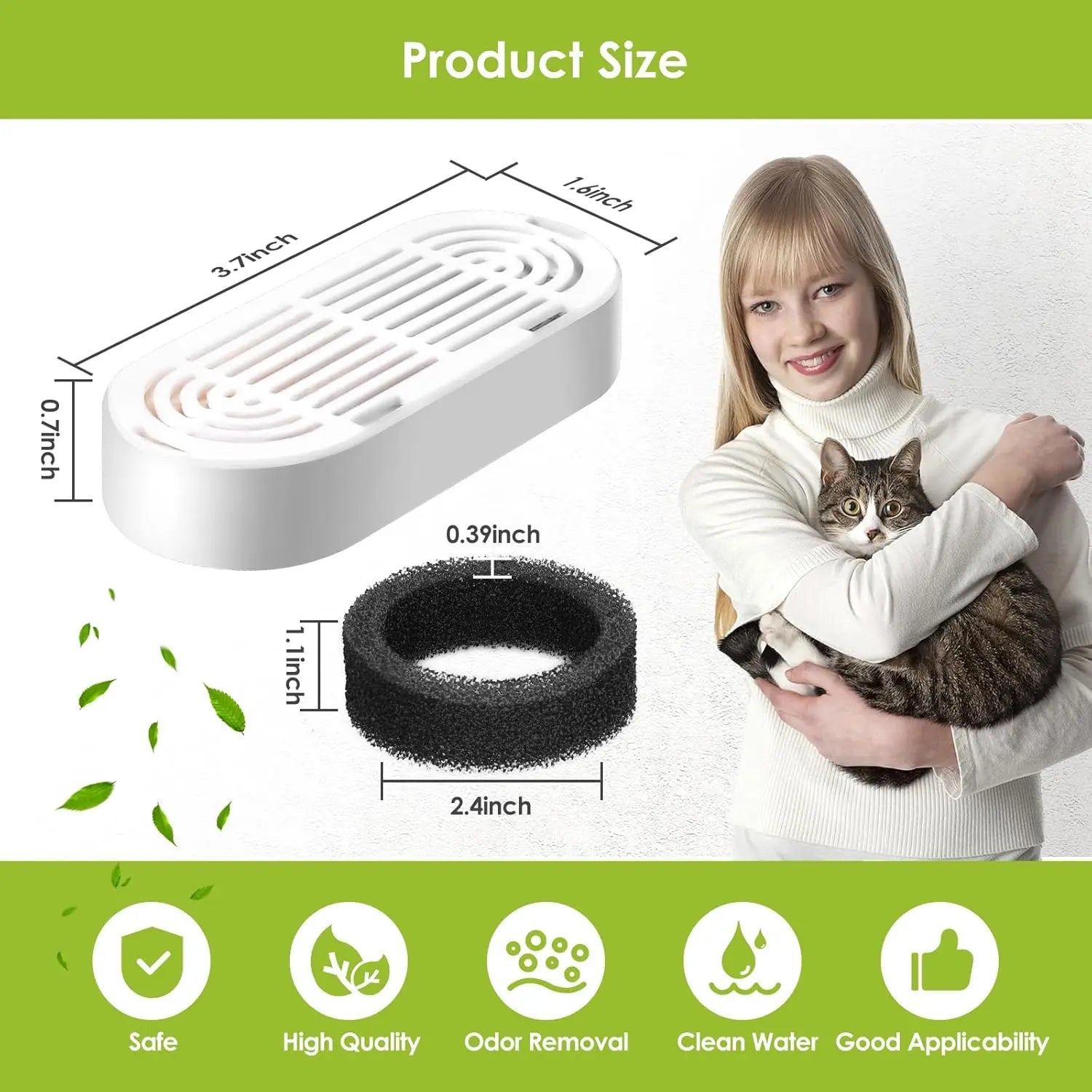 3 Pack Replacement Filters for Stainless Steel Cat Water Fountain Filters Fountain with Water Level Window Carbon Filters