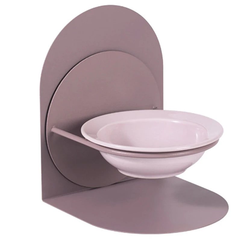 Elevated Tilted Cat Bowl for Indoor Cats Raised Ceramic Cat Food Bowl with Metal Stand Non-Slip Pet Food Bowl