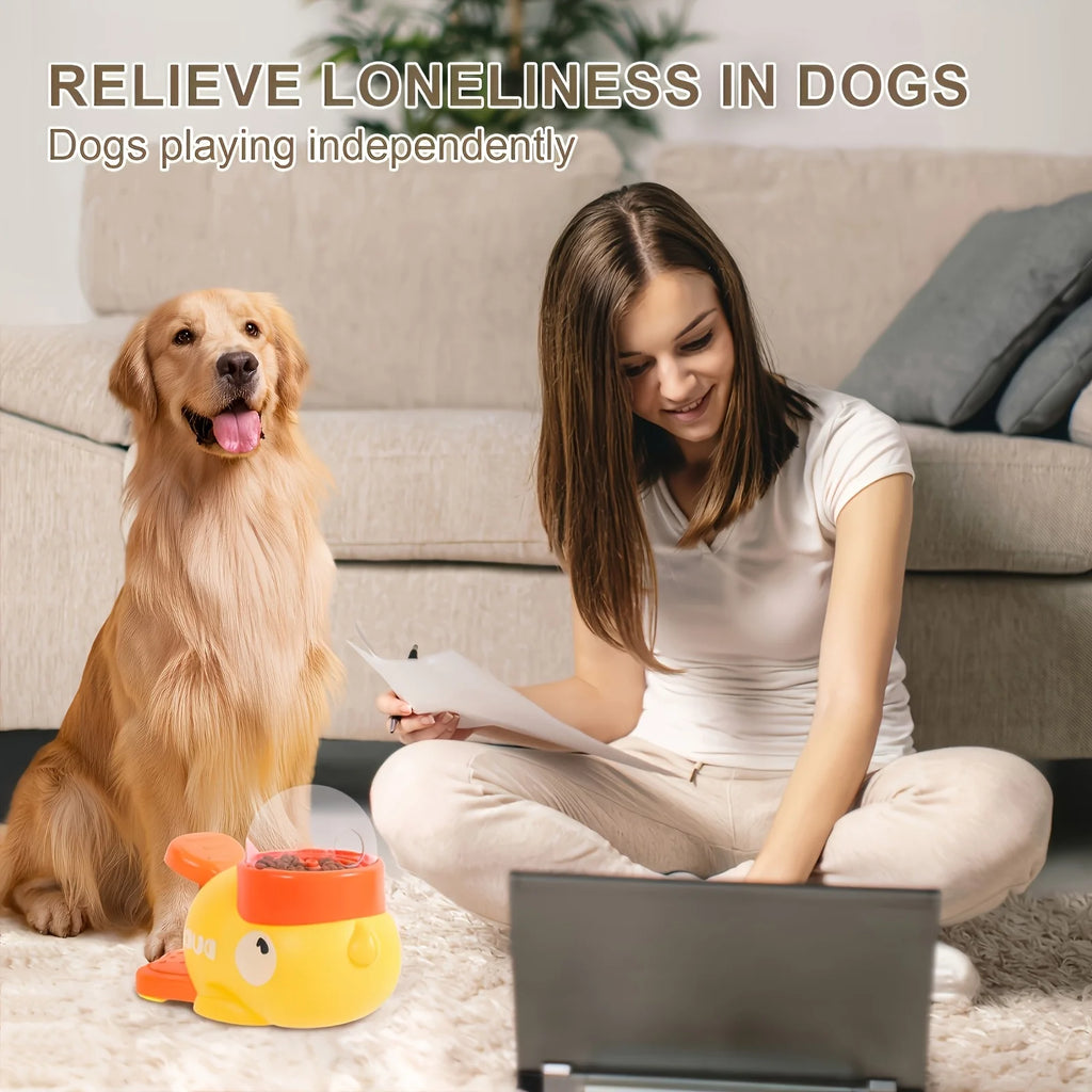Interactive Toys Duck Shaped Cartoon Dog Food Dispenser Toy Manual Press Feeder for Small Medium Dogs Plastic Puzzle Toy for Dog