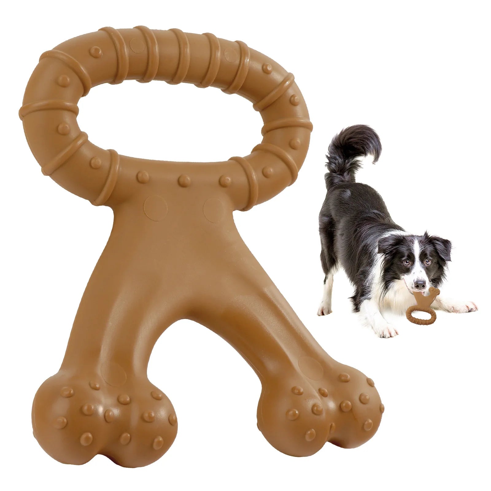 Durable Double Bone Dog Chew Toy Beef Flavor Christmas Deer Triceratops Interactive Nylon Chew Toy for Pups
