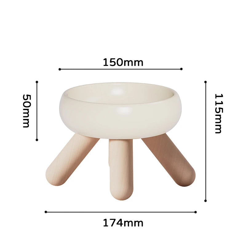 Ceramic Cat Bowl Flower Design Cat Food Bowl High Foot Water Plate Snack Dish with Stand for Neck Protection Drinking Water