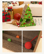 Petree Home Furniture Cat Tree & Scratcher Christmas Cat Scratching Board with Corrugated Paper & Sisal Climbing Frame Pet Toy