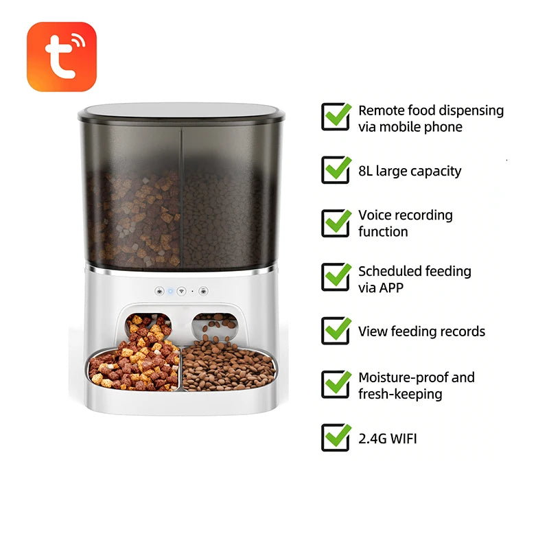 OEM 8L Automatic Pet Feeder with Camera Smart Pet Feeder Slow Pet Food Dispenser WIFI Time Seting Smart Cat Feeder Manufacturer