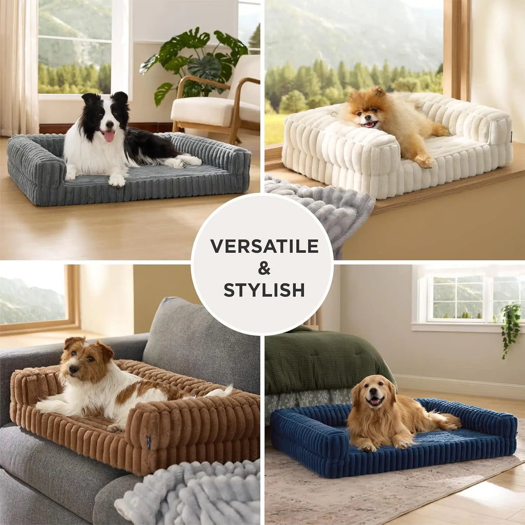 Orthopedic Pet Bed for Large Sized Dogs Waterproof Memory Foam with Removable Egg-Crate Foam Non-Slip Bottom Pet Couch Sofa