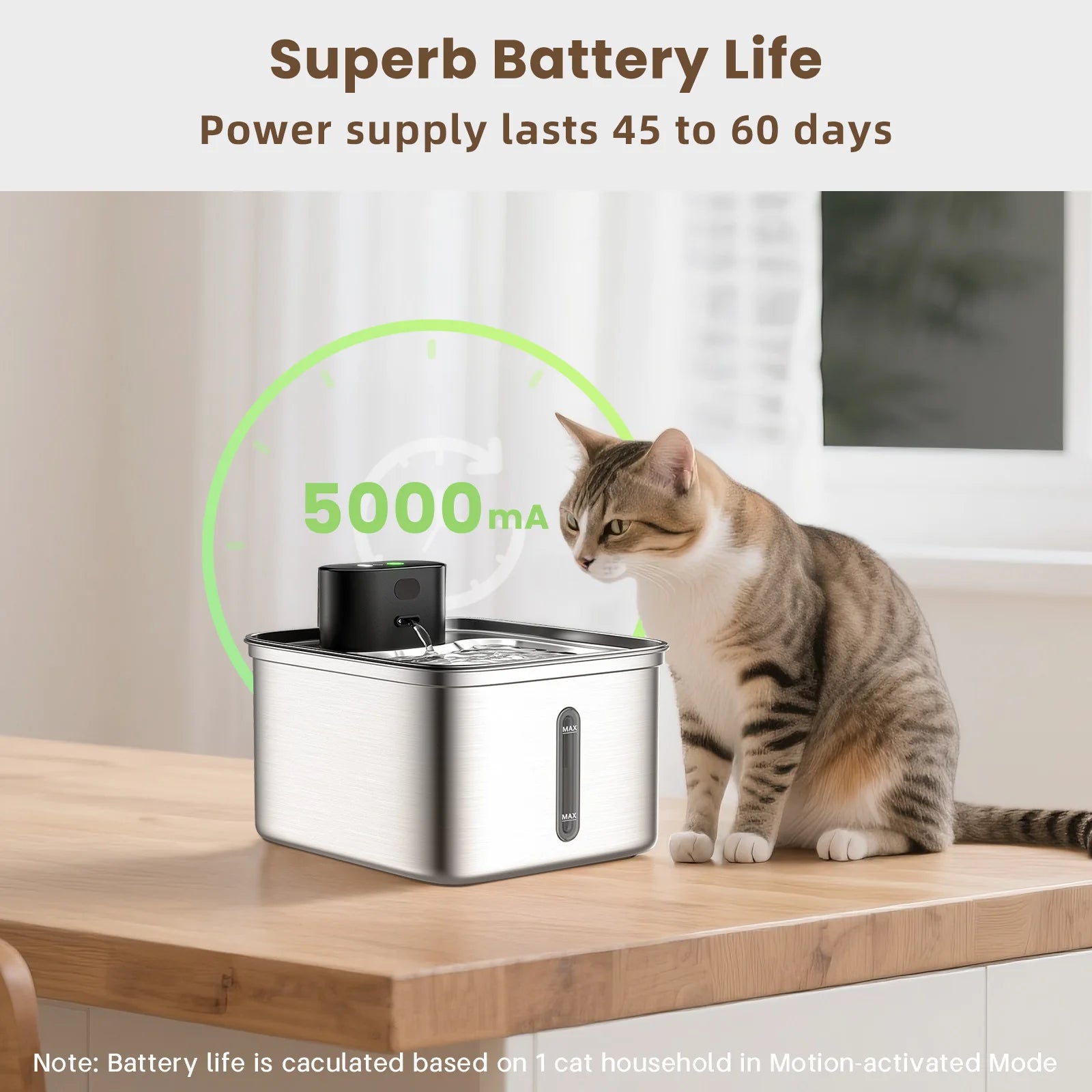 OEM 3.5L Wireless Stainless Steel Cat Water Fountain 108oz/3.2L 3-Modes Indoor Cordless Battery Pet Drinking Fountain Automatic