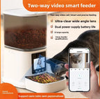 6L Large Capacity Automatic Cat Dog Feeder Smart Pet Feeder Two-Way Video Solid Pattern Bowls Battery Powered App Remote Control