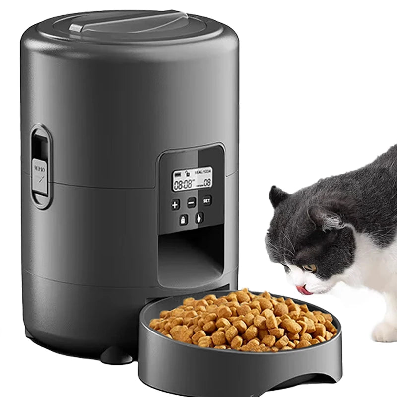 2L/67.63oz Smart Pet Feeder Auto Cat Food Dispenser Smart Dog Dry Food Bowl Button Control Pet Feeder for Cats