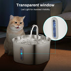 2.2L Stainless Steel Cat Water Fountain with 4pcs Filters Pet Water Dispenser Dog Drinking Fountain with Ultra Quiet Water Pump