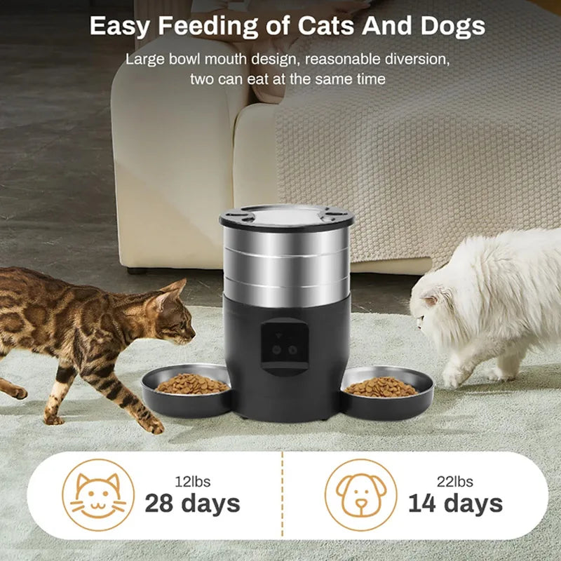 4.5L Smart APP Control Automatic Cat Feeder with Recording Stainless Steel Smart Pet Feeder Automatic for Cats Dogs