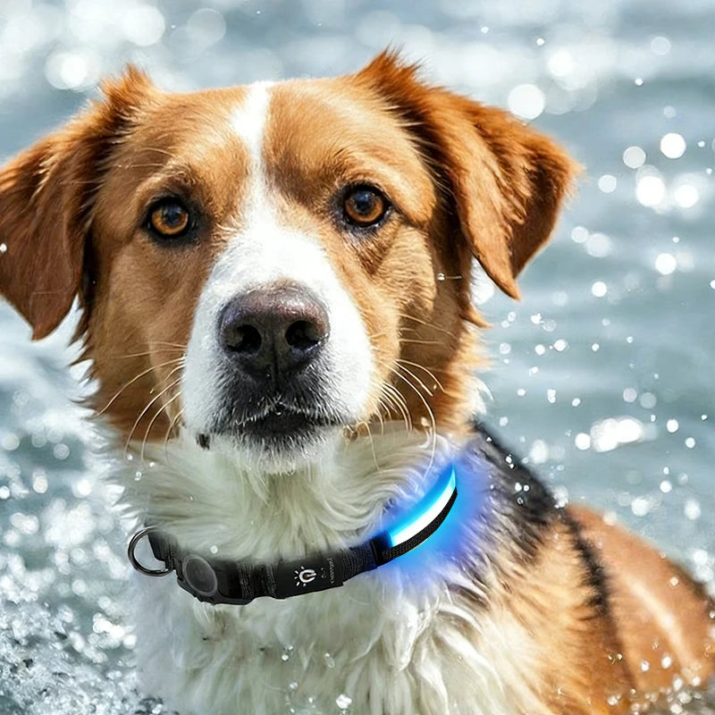 Waterproof IPX 7 Dog Collars for AirTag Protector Luminous Electronic Pet Collar for Air Tag Anti-lost USB Charging Pet Supplies