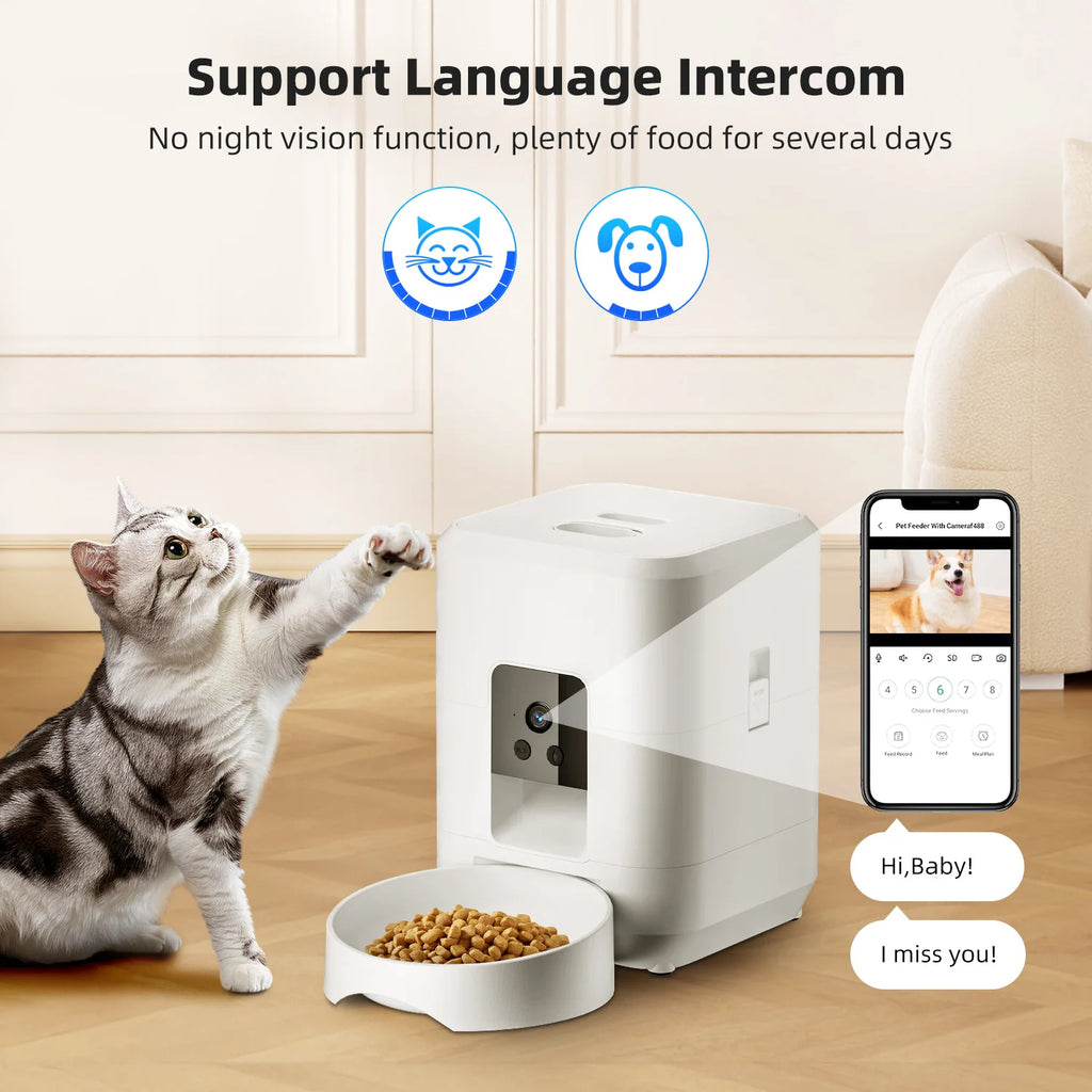 OEM 2L Portable Charge Automatic Cat Feeder with Camera Smart Dog Feeder Timed Cat Food Dispenser WIFI Control Pet Feeder