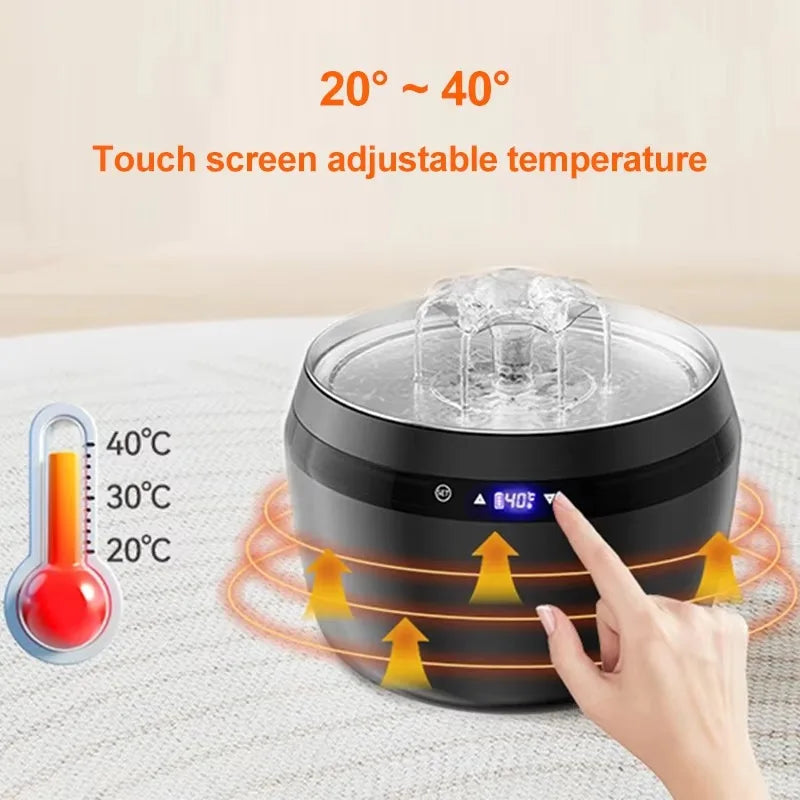 2025 New 2L OEM Smart Cat Water Fountain Touch Screen Heated Controllable Temperature Sensor Automatic Cat Water Dispenser