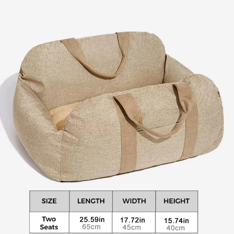 Portable Small Pet Car Seat Pet Booster Seat Dog Bed Travel Safety Car Carrier with Side Pocket Storage Removable Washable