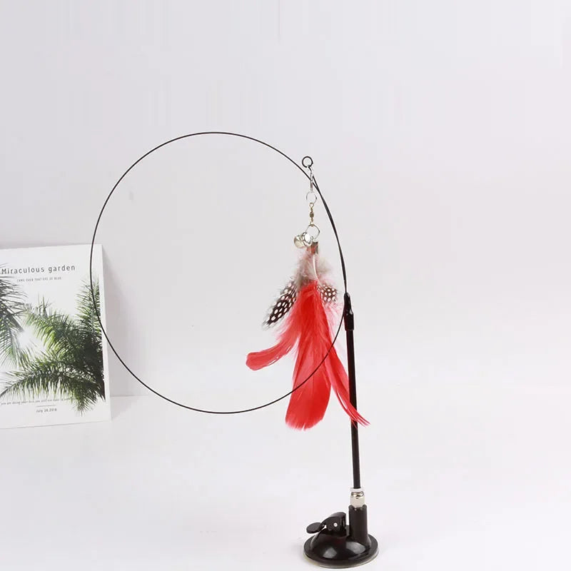 Funny Cat Toy Feather With Bell Sucker Cat Stick Toy Kitten Play Interactive Detachable Teaser Dog Training Toys Cat Supplies