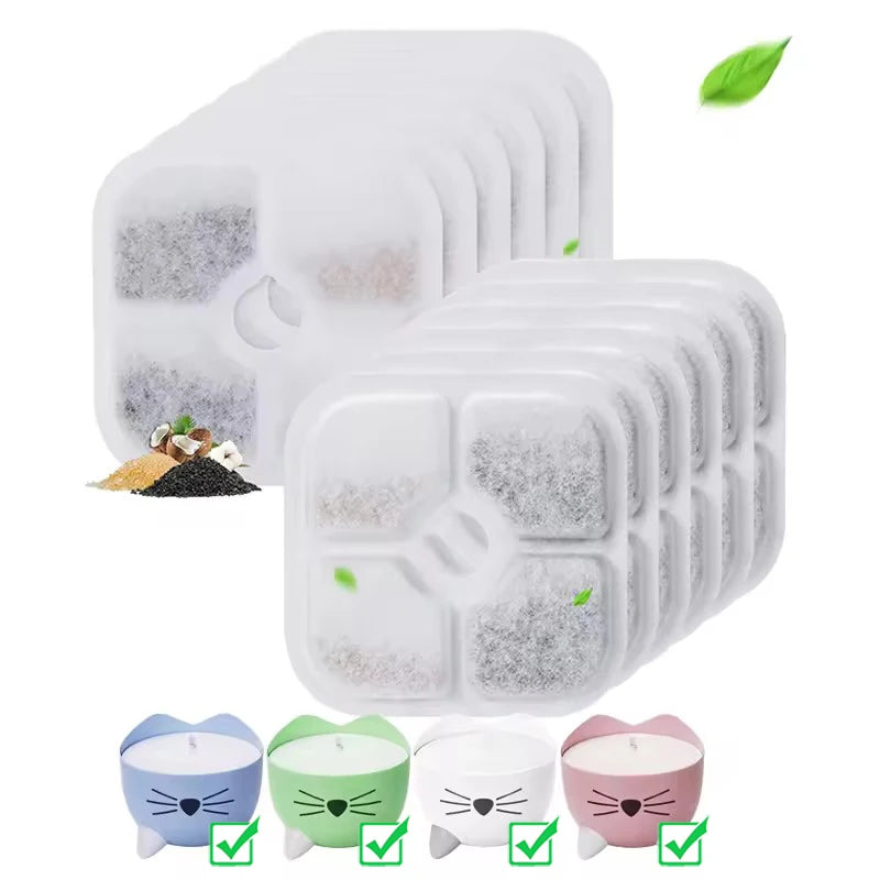 12pcs Pet Water Drinking Fountain Replacement Filters for Pixi Dog Water Dispenser Cat Fountain Activated Carbon Filters