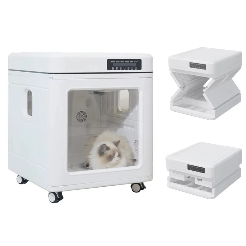 100L Foldable Automatic Plastic Pet Dryer Box for Dogs & Cats Professional Dog Grooming Hair Dryer 110-240V
