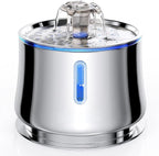 Automatic 2.5L Stainless Steel Pet Water Fountain Portable Rounded Cat Drinking Fountain with Water Level Window