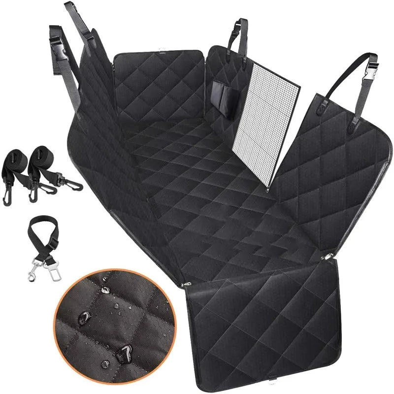 Extended Dog Car Seat Cover for Back Seat Extra Larger with Safety Belt Hard Bottom Car Back Seat Extender Dogs Fit for All Cars