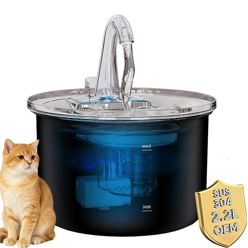 OEM 2.2L Durable Intelligent Sensor Smart Cat Water Dispenser Automatic Circulation Filtration Portable Stainless Steel Water