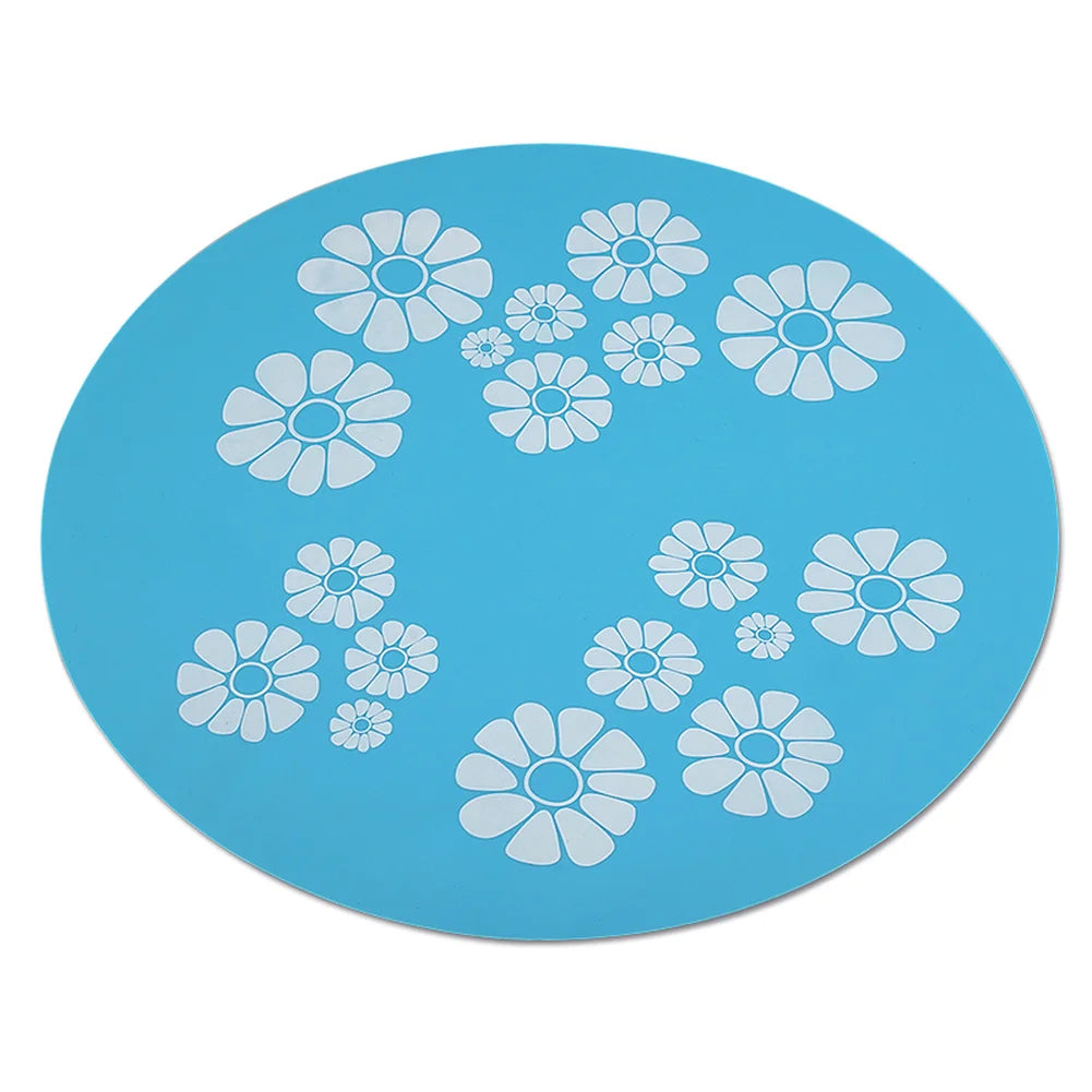 Silicone Pad Non-slip Mat for Automatic Cat Water Fountain Flower Print Silicone Pad for Dogs Cats Pet Dispenser Anti-slip Mat