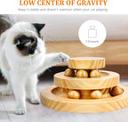 Modern Fashion Interactive Cat Toy Double Layer Wooden Track Balls Turntable Funny Roller for Kitty Cat Supplies