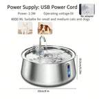 134oz/4L Automatic Stainless Steel Cat Water Fountain With Water Level Window Indoor Pet Water Dispenser With Faucet Kit
