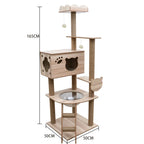 Eco-Friendly Cat Scratcher Tower with Sisal Posts and Wood Frame Cat Toys Tree Hammock Climbing Frame Carton Packed