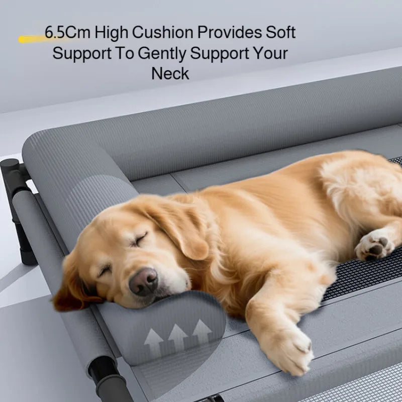 Large Breathable Mesh Dog Bed Off-The-Ground Moisture-Proof with Removable Washable Feature Universal Camp Bed for Summer Winter
