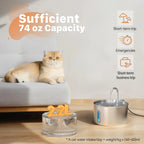 2.2L Stainless Steel Cat Water Fountain with Automatic Pump & Filter Indoor Drinking Fountain Ultra-Silent Smart Water Fountains