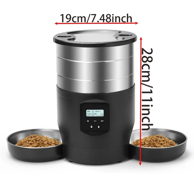 4.5l/0.98gal Large Capacity Stainless Steel Smart Pet Feeder with Recording USB Powered Ideal for Cats Dogs Automatic Cat Feeder