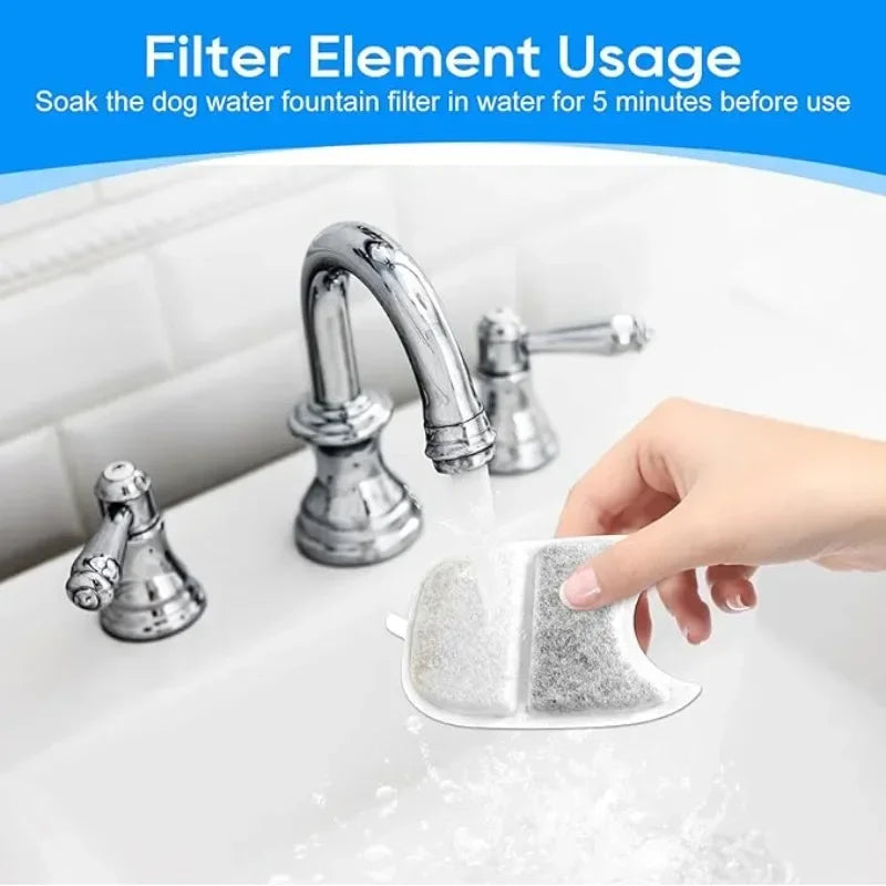 6 Pack Filters Sponges Replacement Pet Water Fountain Filter for 4L Wireless Stainless Steel Cat Drinking Pet Water Dispenser