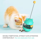 Eco-Friendly Plastic Cat Teaser Stick Slow Feeder Ball Funny Tumbler Food Dispenser for Kitten Pets Supplies