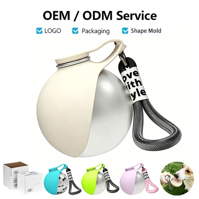 Custom LOGO 285ml Portable Dog Water Bottle Outdoor Pet Water Dispenser Dog Water Bottle Foldable Stainless Steel OEM ODM