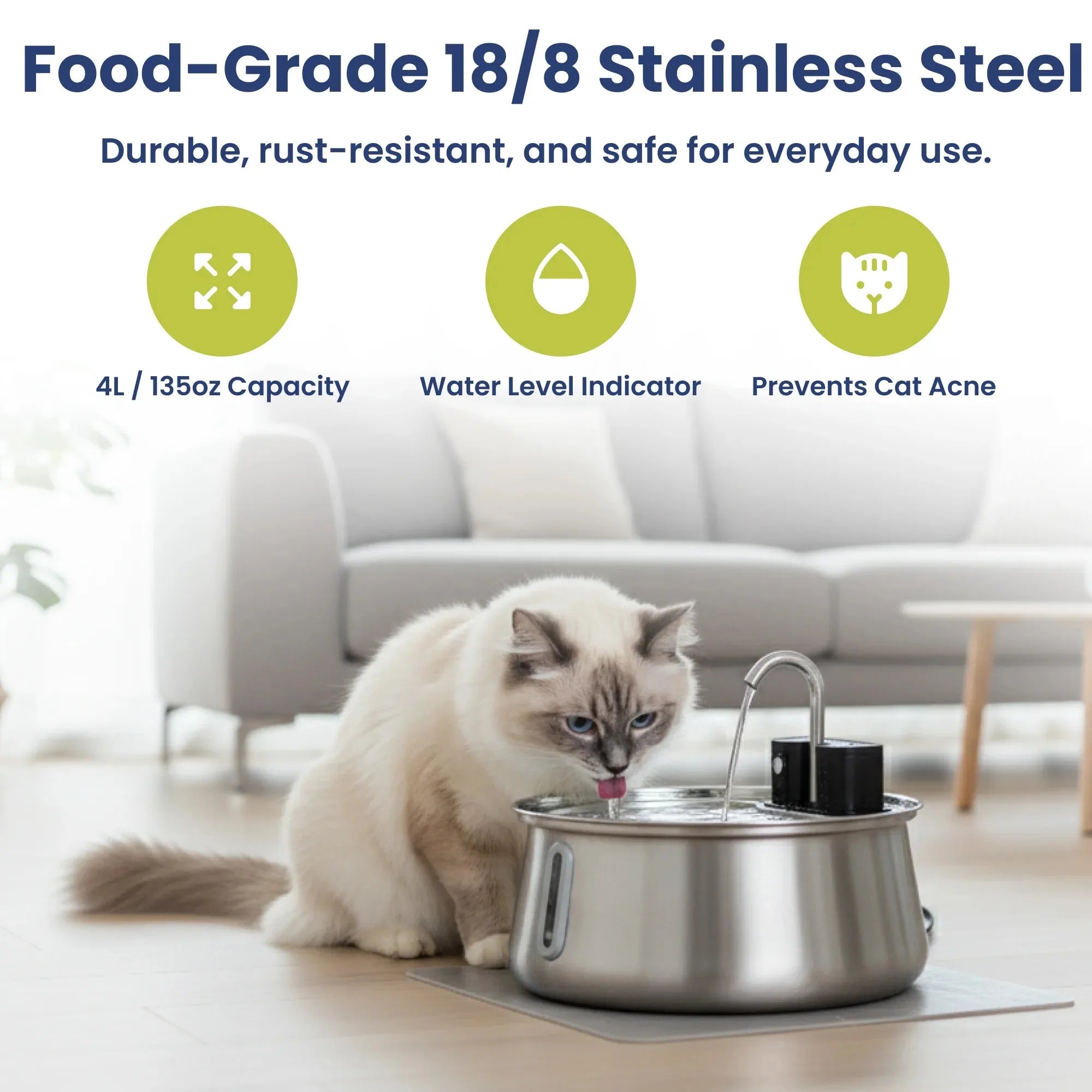 OEM 4L 4000MAh Wireless Cat Water Fountain Rechargeable Stainless Steel Battery Sensor Smart Pet Water Fountains Manufacturer