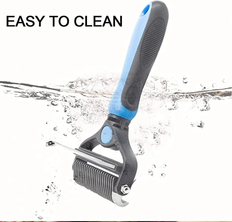 2 Sided Stainless Steel Pet Hair Remover Brush Comb for Dog Deshedding Mats & Tangles Grooming Tool