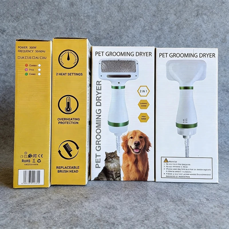 2-in-1 Portable Pet Dog Hair Dryer Comb Dog Brush Durable Safe Gentle Hand Dryers Steel Wire with Protection for Cats Dog Blower